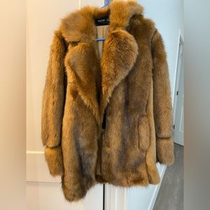 Nasty Gal Faux Fur Coat in Camel Brown
